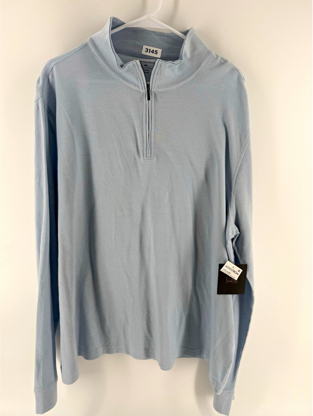 14th & Union Men’s XXL Blue Cotton Pique 1/4 Zip Mock Neck Long Sleeve NWT